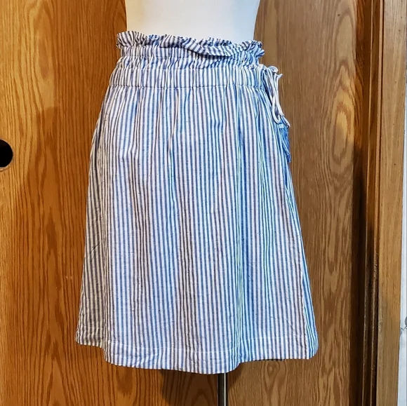 Club monaco Radura faux wrap striped mini skirt blue/white stripe size S - Picture 3 of 12